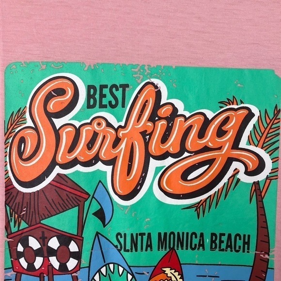 Romwe Casual Oversized Tee Best Surfing Santa Monica California Women's S Retro - Picture 8 of 14